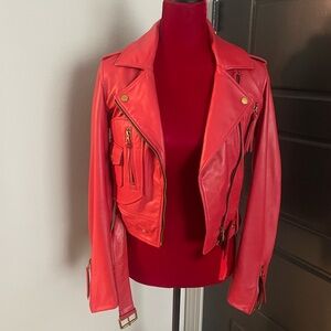Women’s authentic Rudsak leather Moto jacket with belt size small